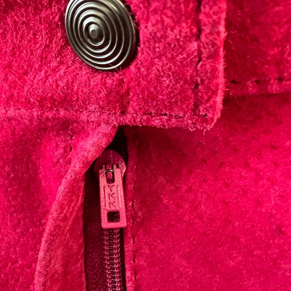 Vintage Barbie Pink Suede Leather Mini A Line Skirt Womens 4 Festival - Picture 5 of 12